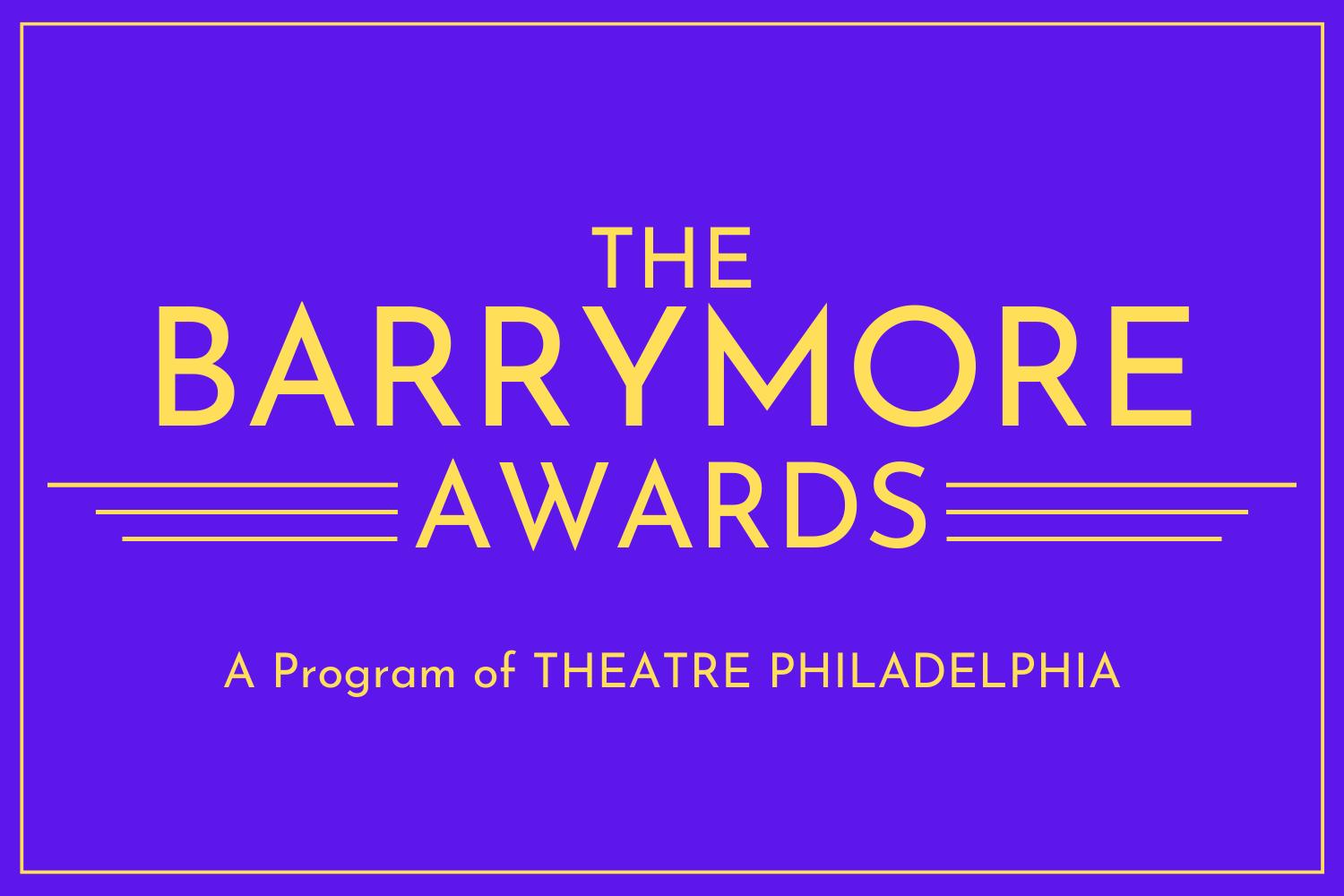 Purple background with The Barrymore Awards in yellow lettering